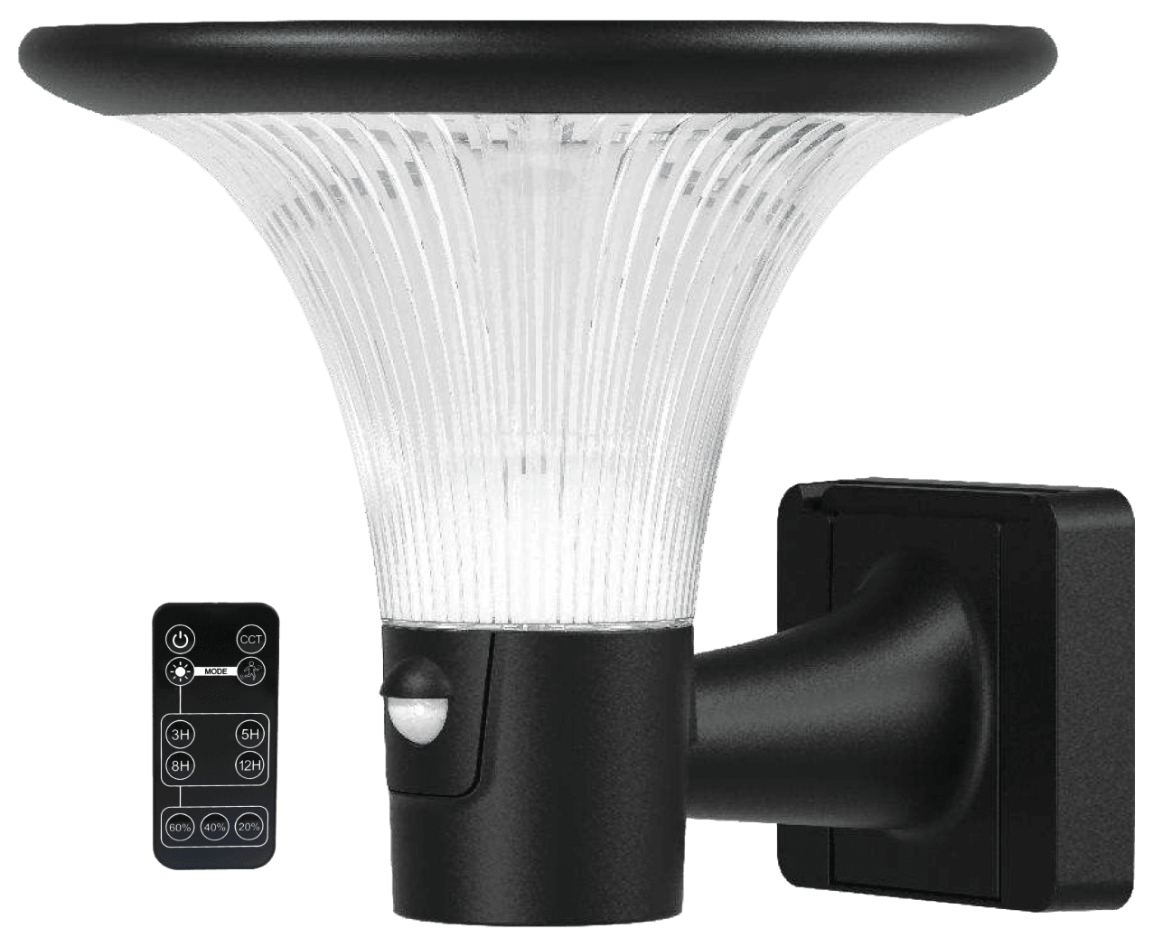 Luna Wall crystal cover with remote control showing product features
